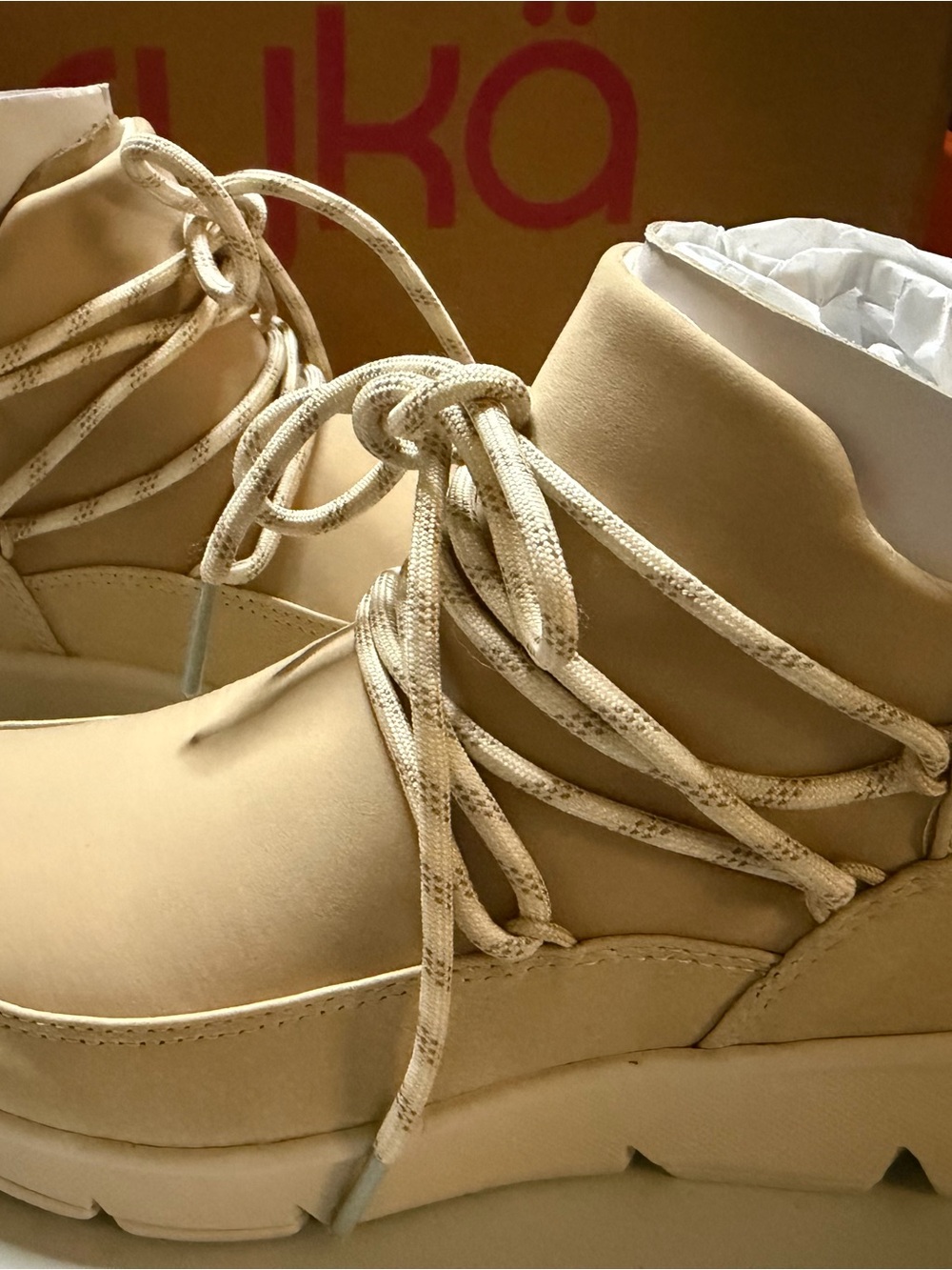 Ryka Cream Lace-Up Platform Boots